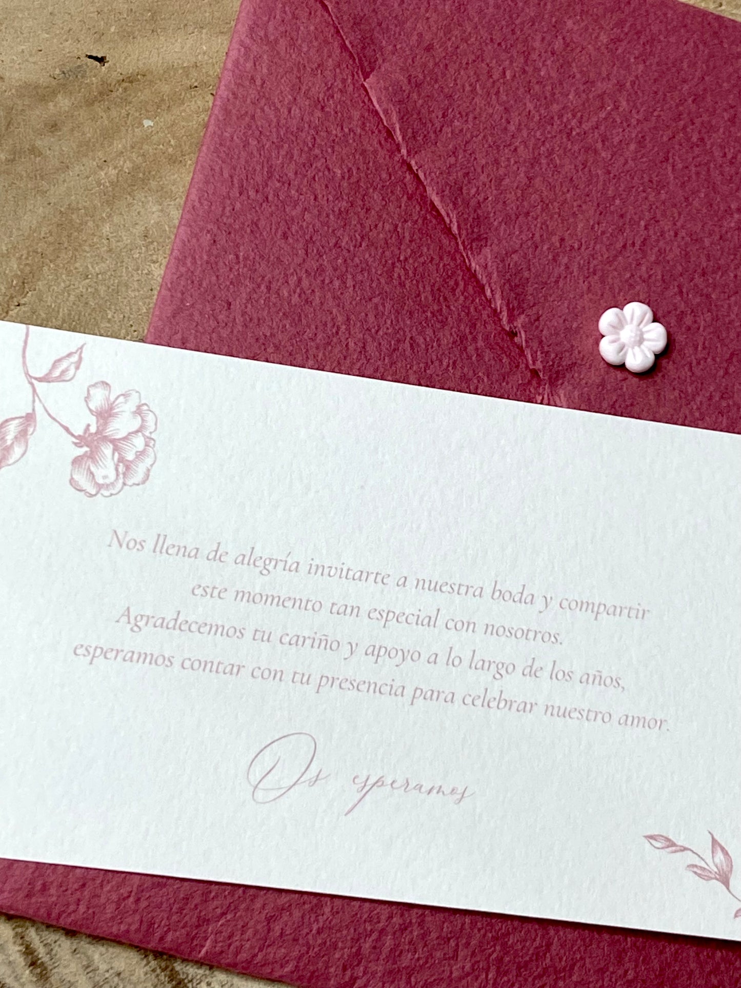 Tarjeta de Agradecimiento Boda ''Rosa Vintage''