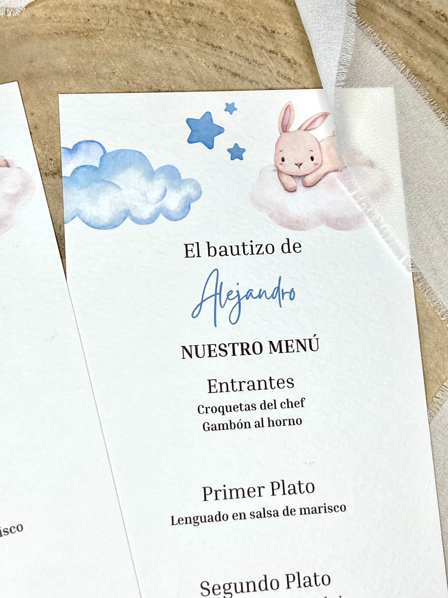 Menú Bautizo ''Conejito Nube''