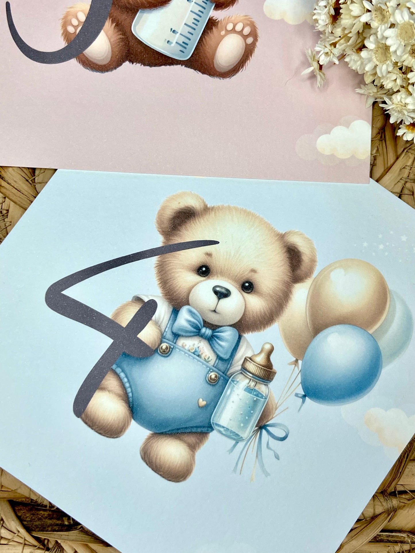 Mesero Bautizo "Osito Biberón" y "Osito con Globos"