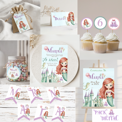 🎈 Pack digital de cumpleaños – Temáticas Sirena y Pirata 🎈