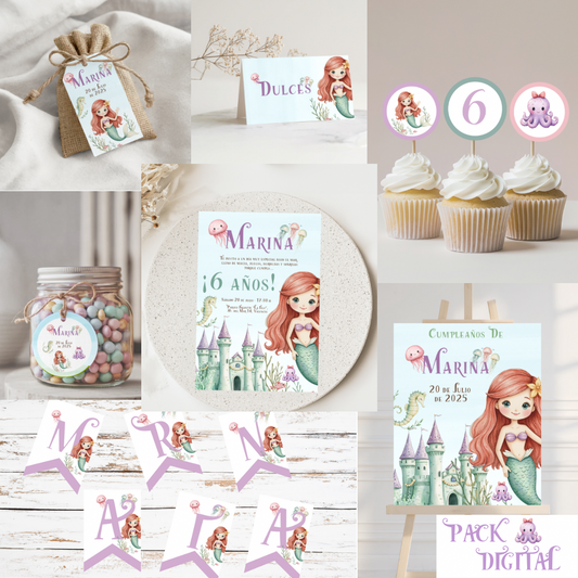 🎈 Pack digital de cumpleaños – Temáticas Sirena y Pirata 🎈