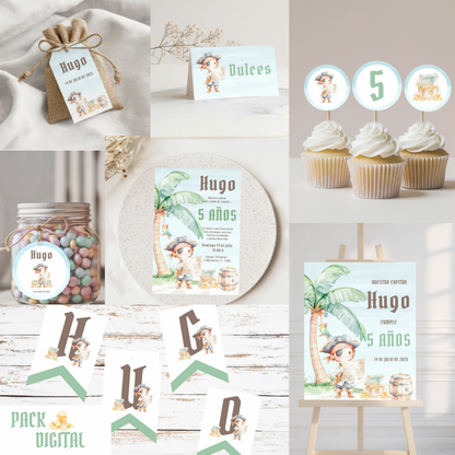 🎈 Pack digital de cumpleaños – Temáticas Sirena y Pirata 🎈
