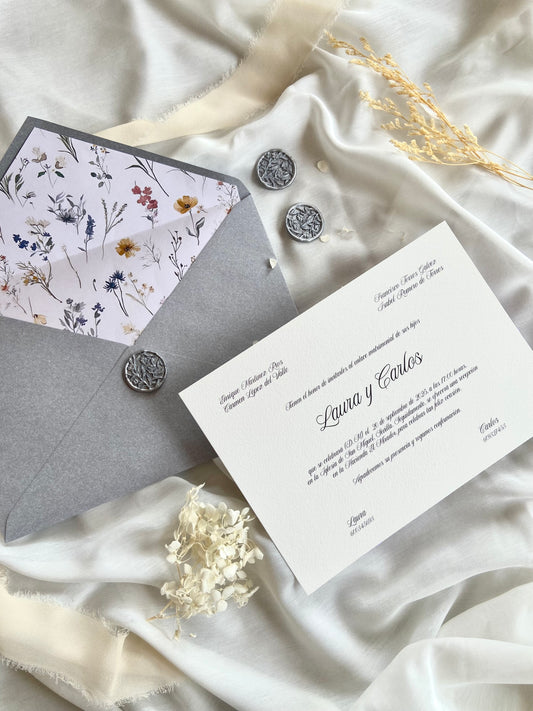 Invitación Boda “Floral Gris”