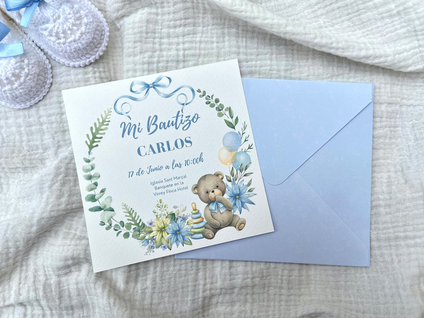 Invitación Bautizo ''Corona Osito''