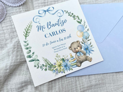 Invitación Bautizo ''Corona Osito''