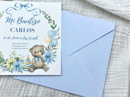 Invitación Bautizo ''Corona Osito''