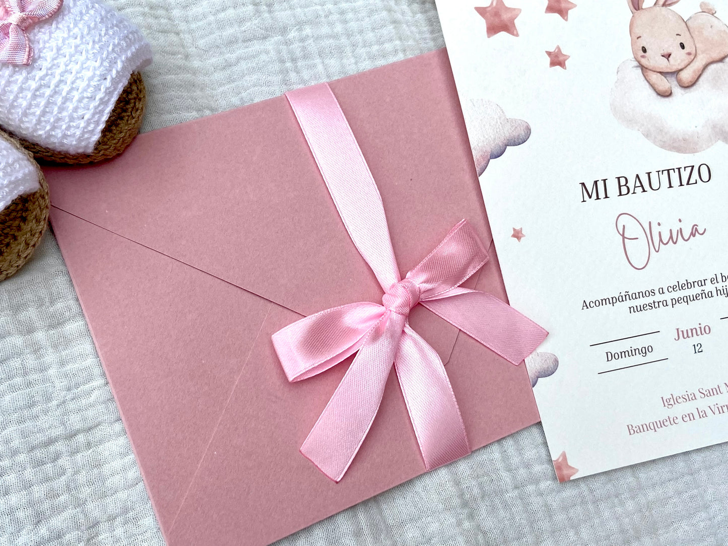 Invitación Bautizo ''Conejito Nube''