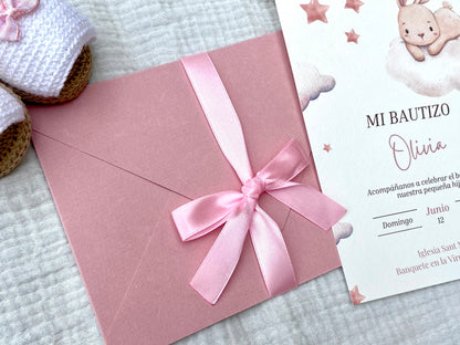 Invitación Bautizo ''Conejito Nube''