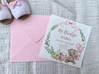 Invitación Bautizo ''Corona Osito''