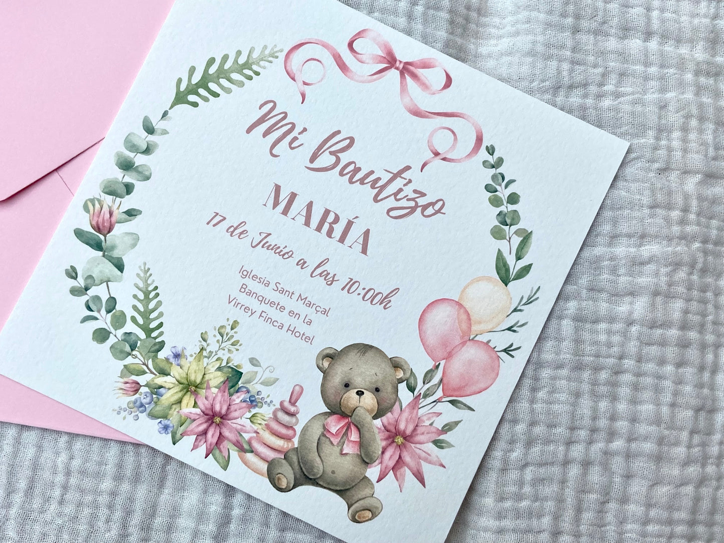 Invitación Bautizo ''Corona Osito''