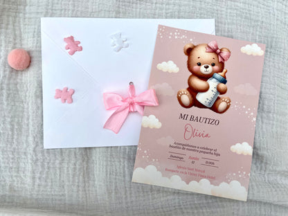 Invitación Bautizo ''Osito Biberón''
