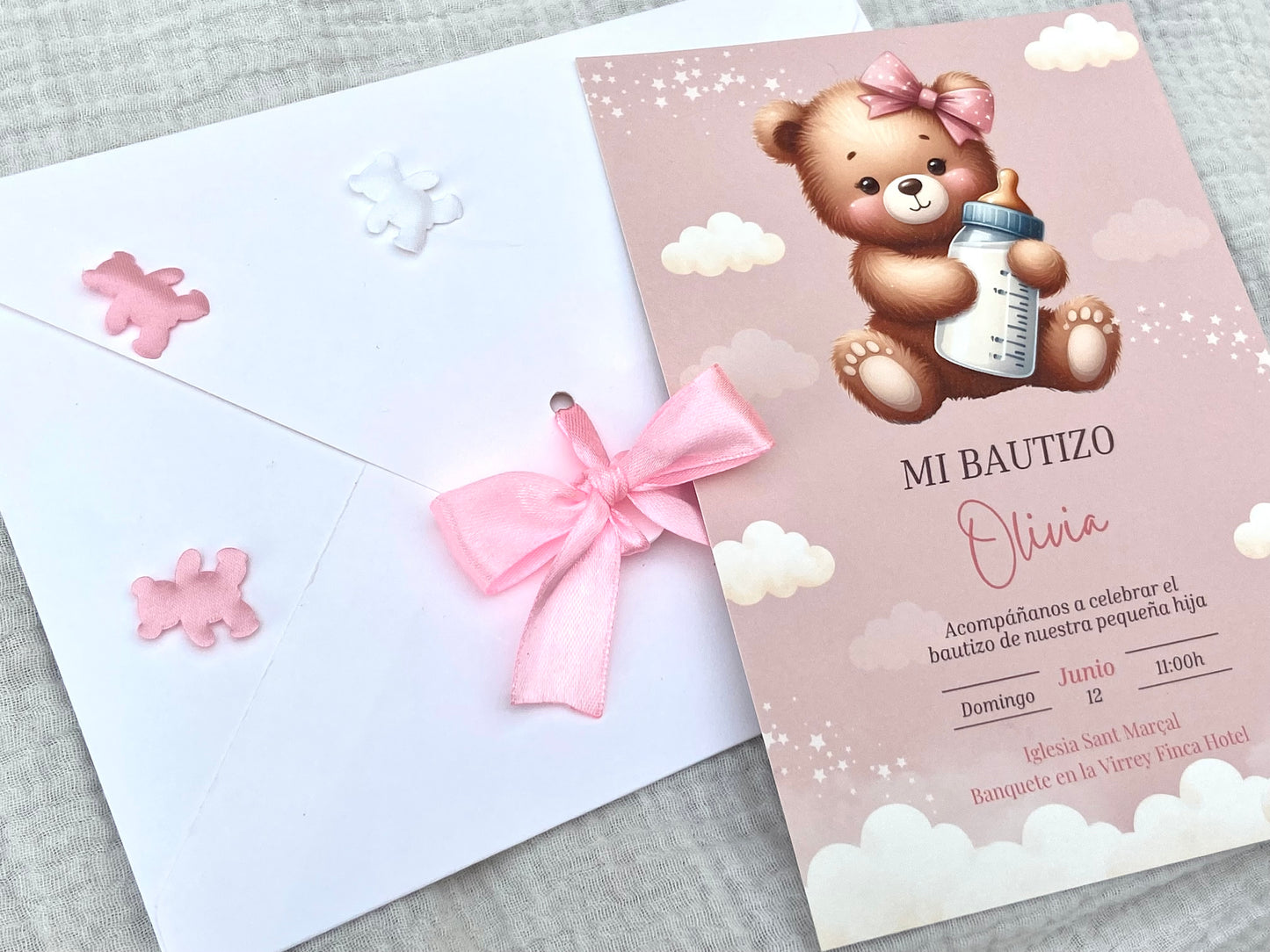 Invitación Bautizo ''Osito Biberón''
