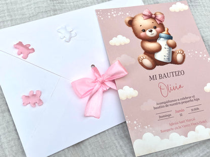 Invitación Bautizo ''Osito Biberón''