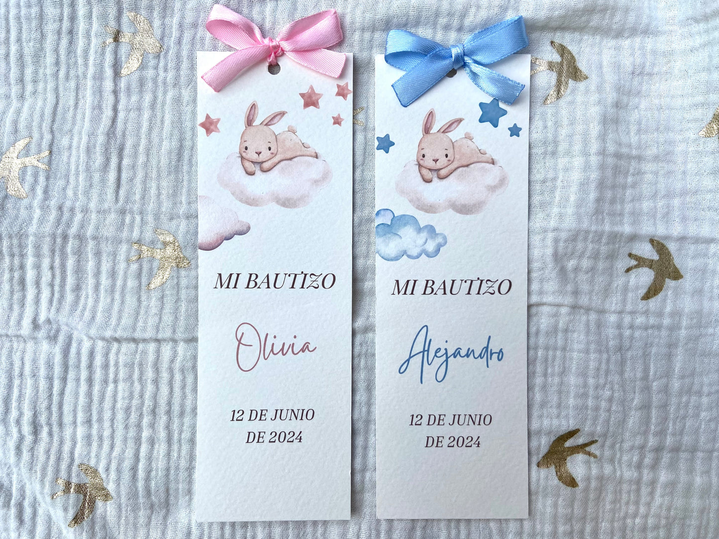 Marcapáginas Bautizo "Conejito Nube"