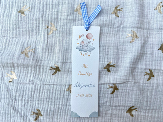 Marcapáginas Bautizo "Elefante Nube"