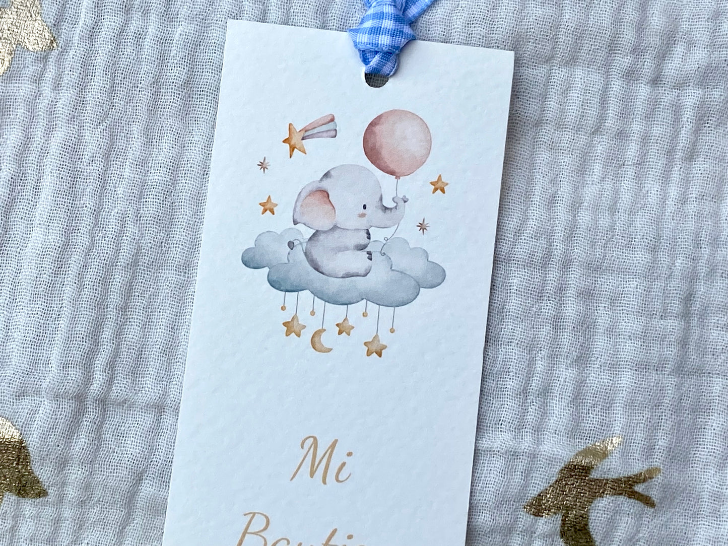 Marcapáginas Bautizo "Elefante Nube"