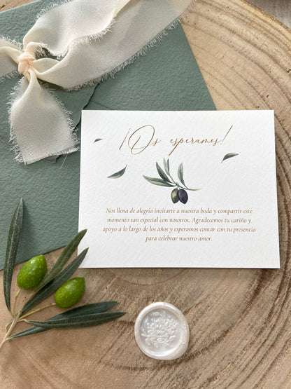 Tarjeta de Agradecimiento Boda  ''Olivo''