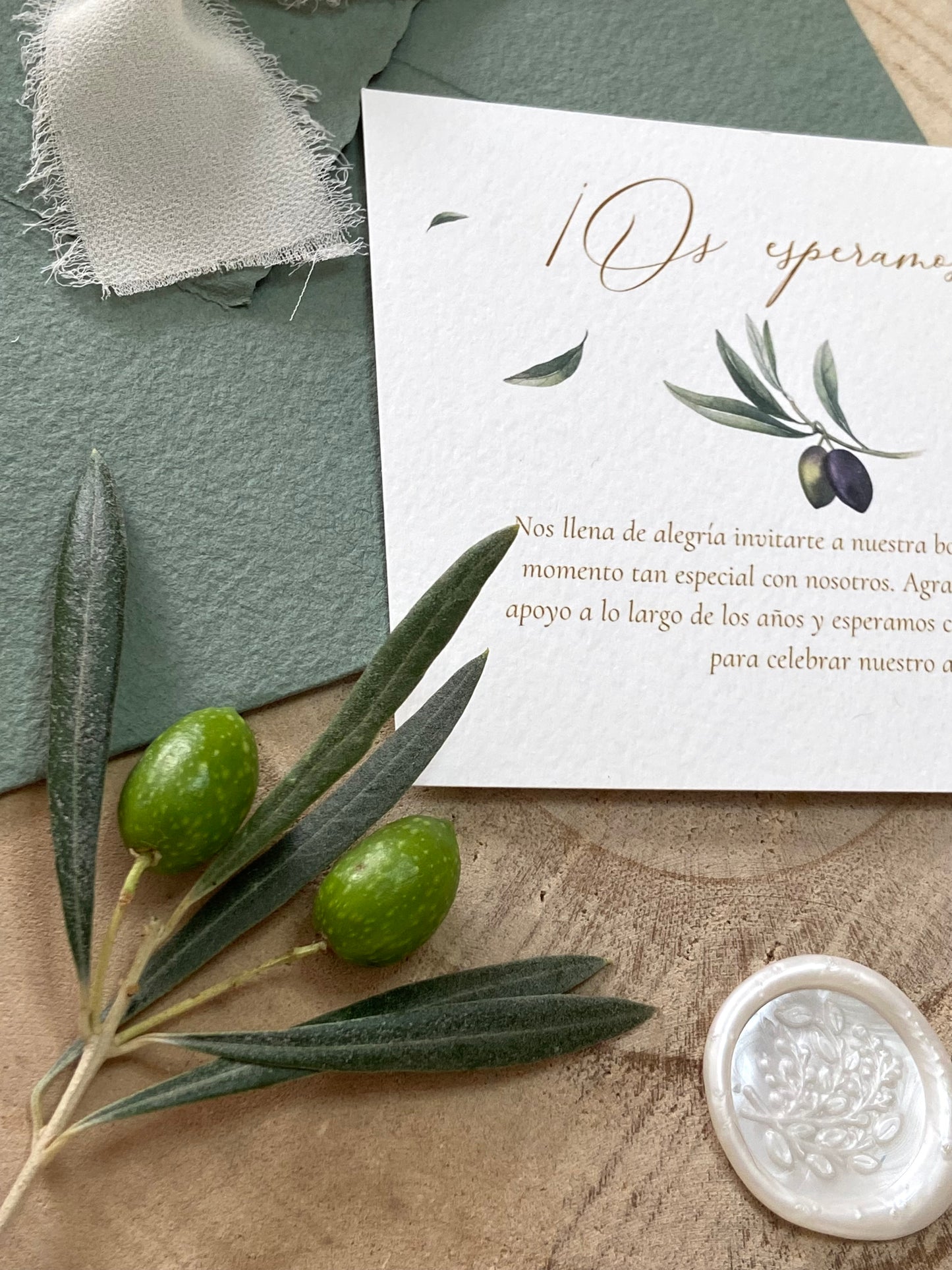 Tarjeta de Agradecimiento Boda  ''Olivo''