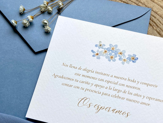 Tarjeta de Agradecimiento Boda  ''Floral Blue''