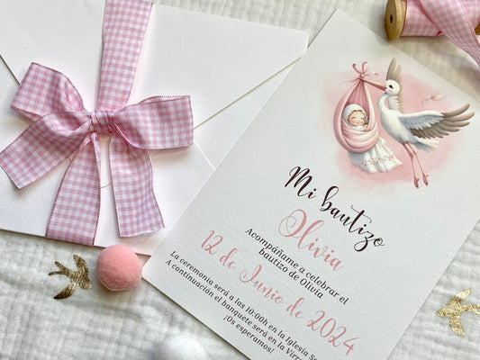 Invitación Bautizo ''Cigüeña''