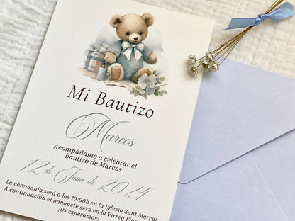 Invitación Bautizo ''Osito Vintage''