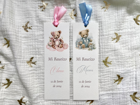 Marcapáginas Bautizo ''Ositos Vintage''