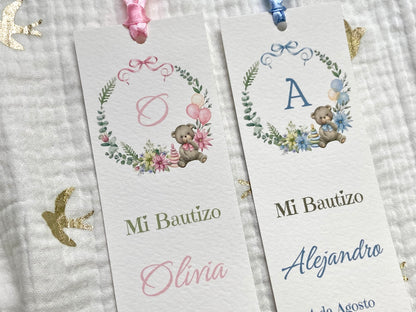 Marcapaginas Bautizo ''Corona Osito''