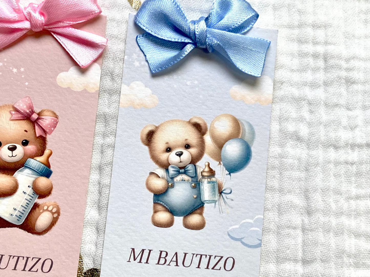 Marcapáginas Bautizo "Osito con Globos"