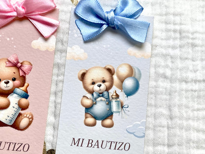 Marcapáginas Bautizo "Osito con Globos"