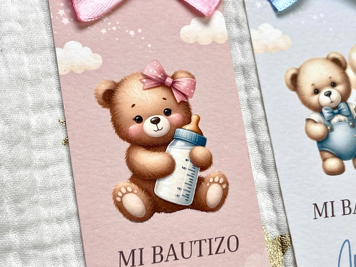 Marcapáginas Bautizo "Osito con Globos"