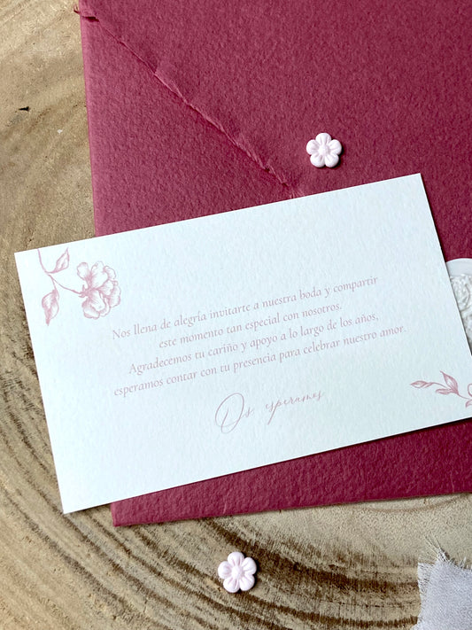 Tarjeta de Agradecimiento Boda ''Rosa Vintage''