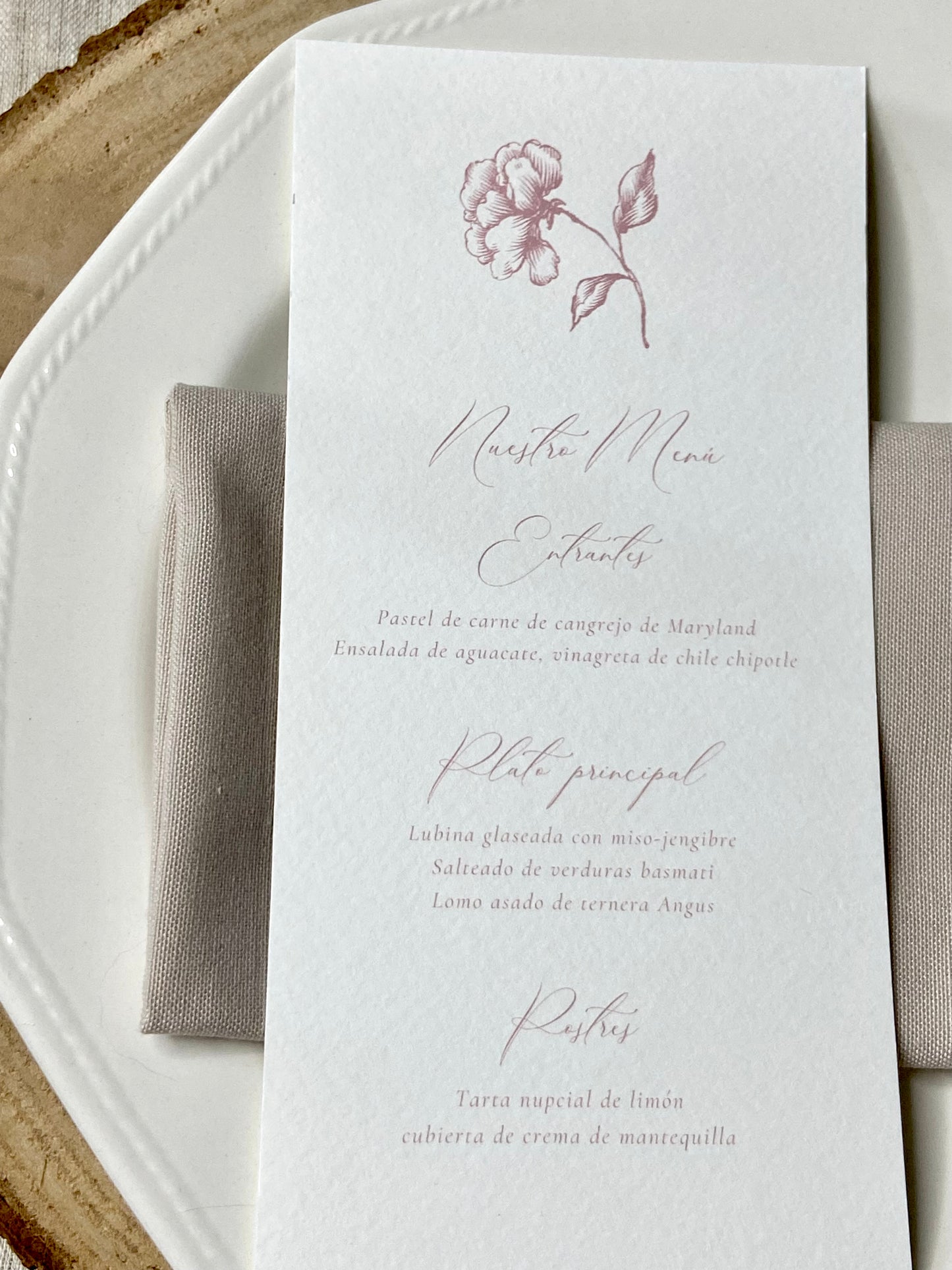 Menú Boda ''Rosa Vintage''
