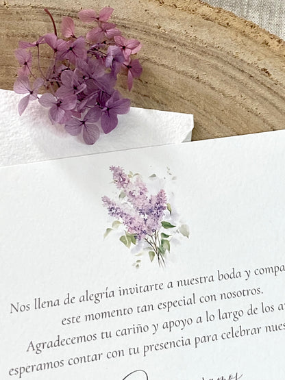 Tarjeta de Agradecimiento Boda ''Lilac Blossom''