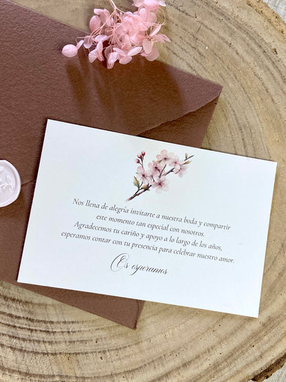 Tarjeta de Agradecimiento Boda ''Flor Sakura''