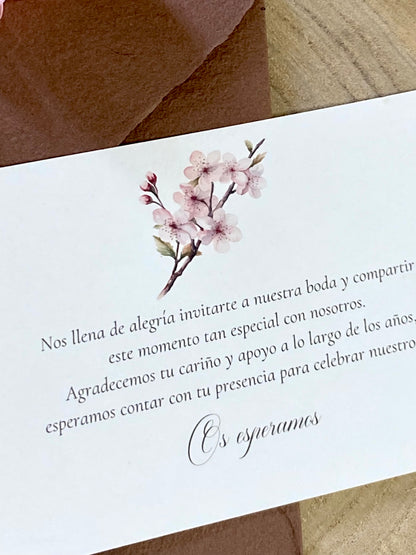 Tarjeta de Agradecimiento Boda ''Flor Sakura''