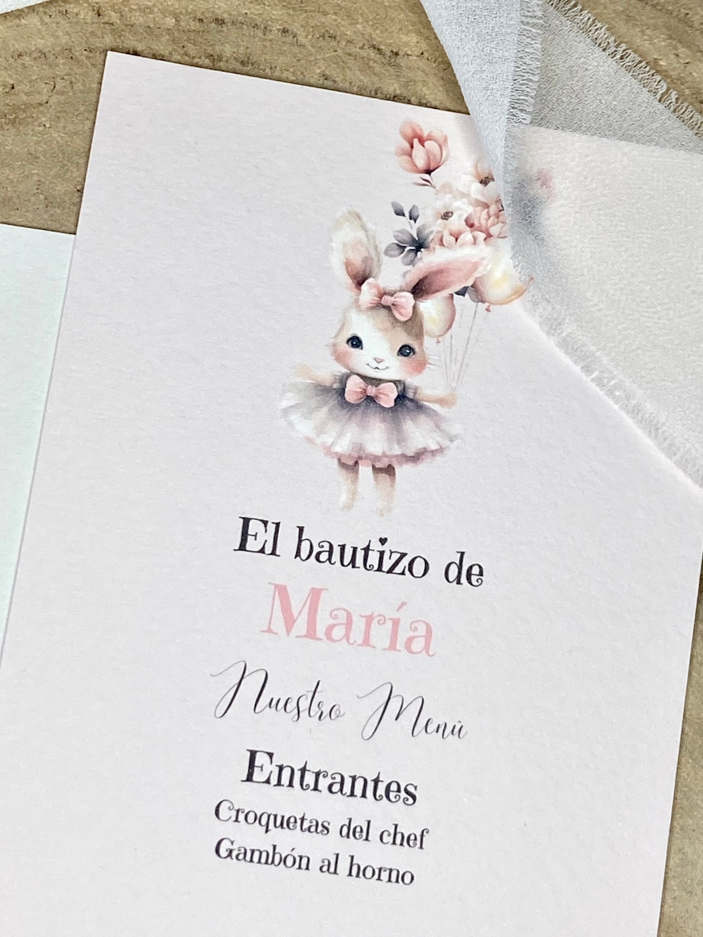 Menú Bautizo ''Conejito Vintage''