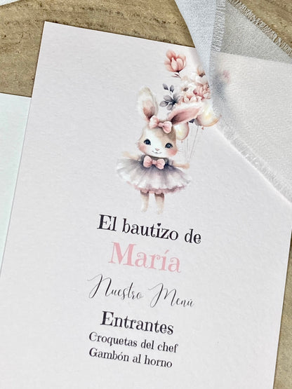 Menú Bautizo ''Conejito Vintage''