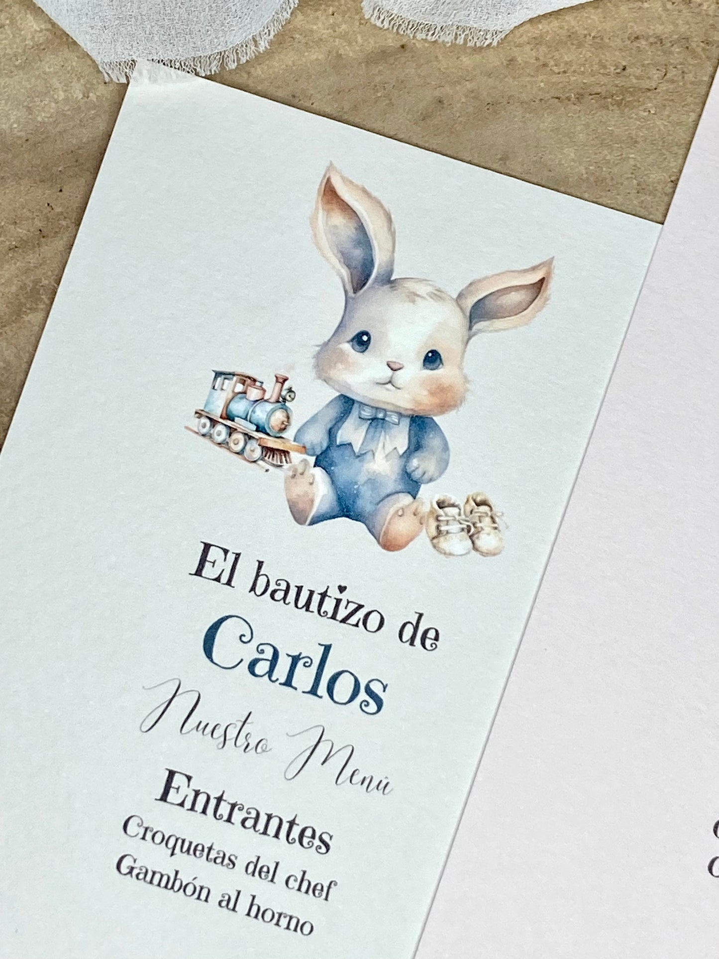 Menú Bautizo ''Conejito Vintage''