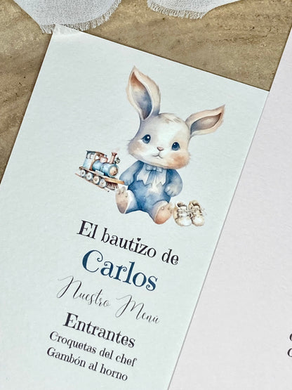 Menú Bautizo ''Conejito Vintage''