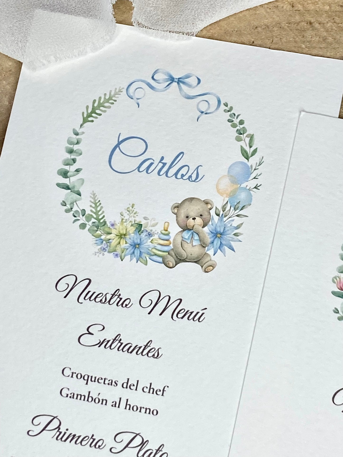 Menú Bautizo ''Corona Osito''