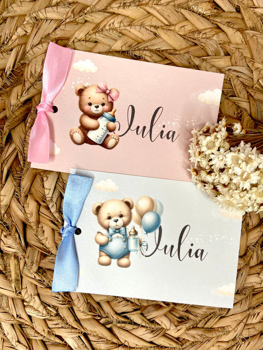 Marcasitios Bautizo "Osito Biberón" y "Osito con Globos"