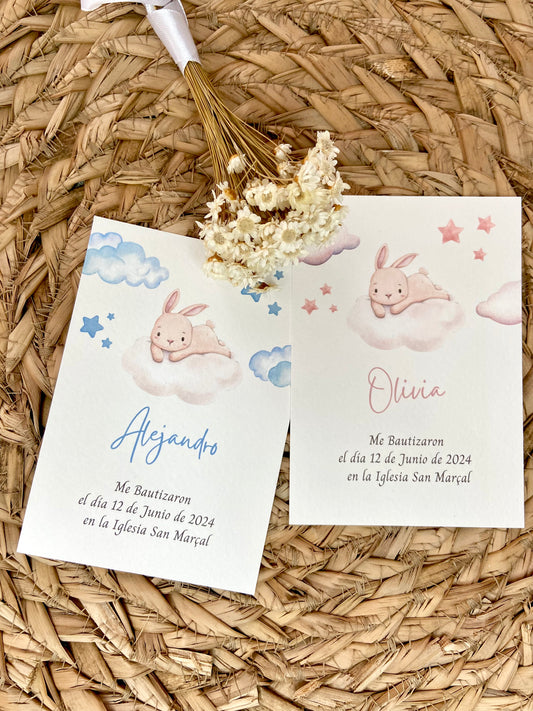 Recordatorios Bautizo ''Conejito Nube''