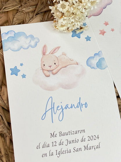 Recordatorios Bautizo ''Conejito Nube''