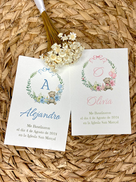 Recordatorios Bautizo "Corona Osito"