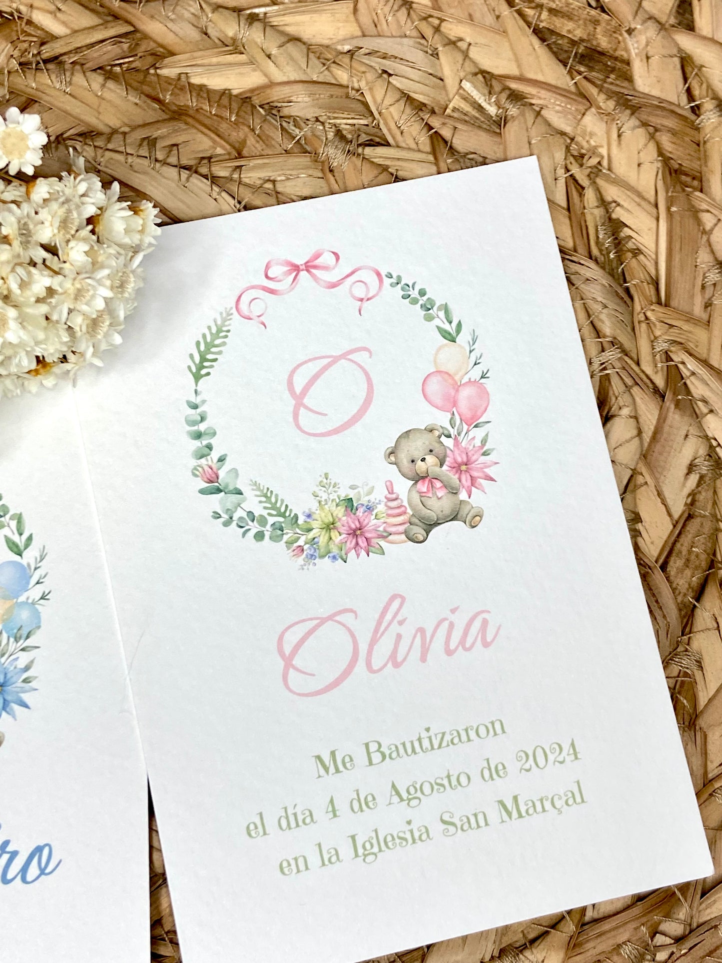 Recordatorios Bautizo "Corona Osito"