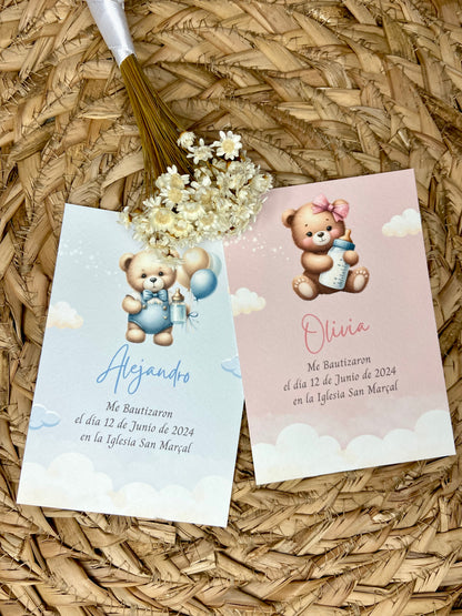 Recordatorios Bautizo "Osito Biberón" y "Osito con Globos"