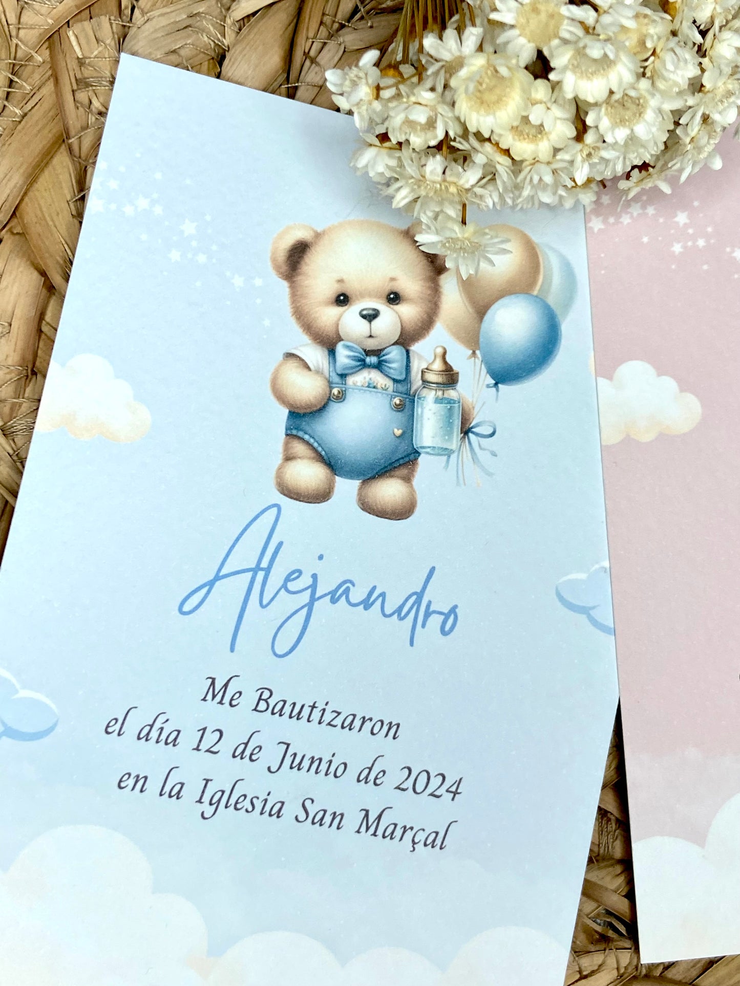 Recordatorios Bautizo "Osito Biberón" y "Osito con Globos"