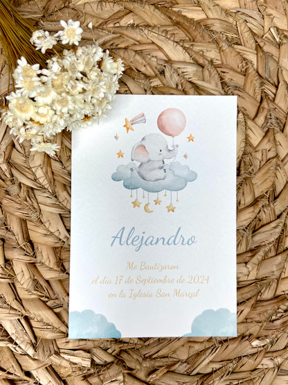 Recordatorio Bautizo ''Elefante Nube''