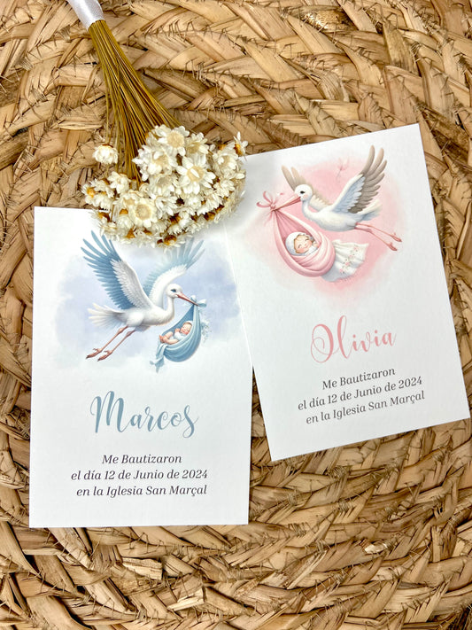 Recordatorio Bautizo ''Cigüeña''