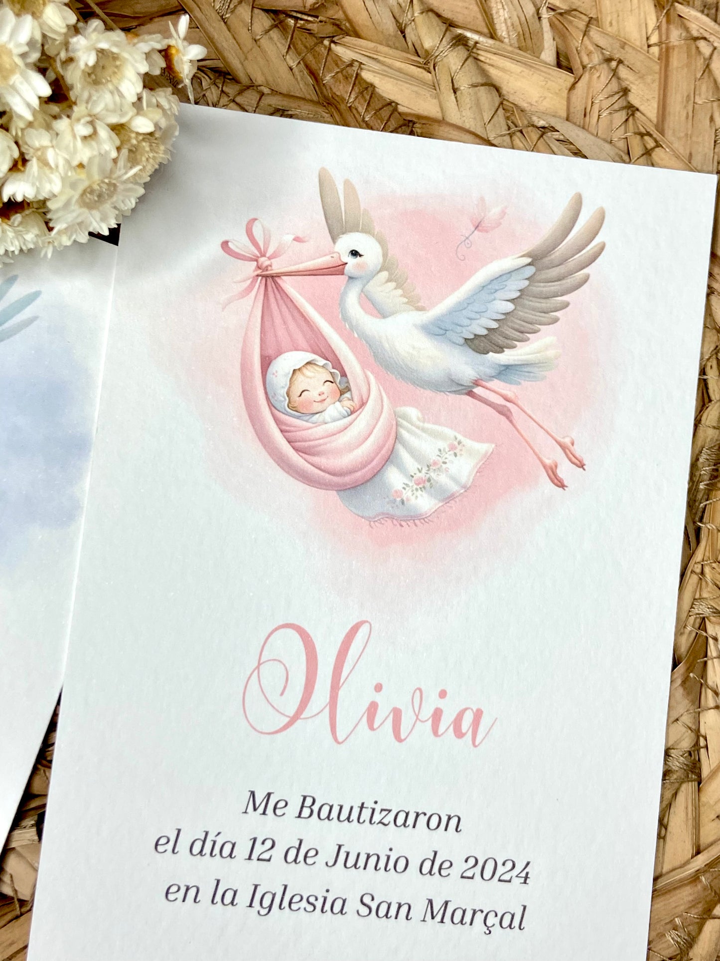 Recordatorio Bautizo ''Cigüeña''